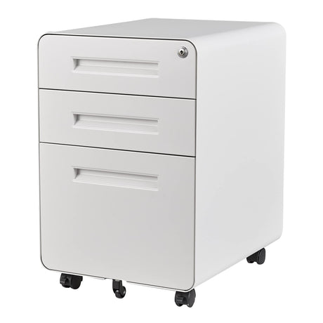 AFAIF 3 Drawer File Cabinet with Lock, Metal Filing Cabinets for Home Office, Small Rolling File Cabinet Under Desk Office Drawer Mobile Storage Cabinet fits Letter/Legal/A4 Size, White AFAIF