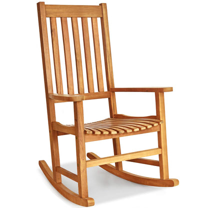 Giantex Rocking Chair Acacia Wood Frame Outdoor& Indoor for Garden, Lawn, Balcony, Backyard and Patio Porch Rocker (1, Natural) - WoodArtSupply