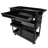 BHB 3 Tier Rolling Tool Cart Box On Wheels with Lockable Drawer, Heavy Duty Capability Tool Cart for Mechanics, Large Storage Organizer Utility Cart, for Garage Warehouse Repair Shop, 350 Lbs Load BHB