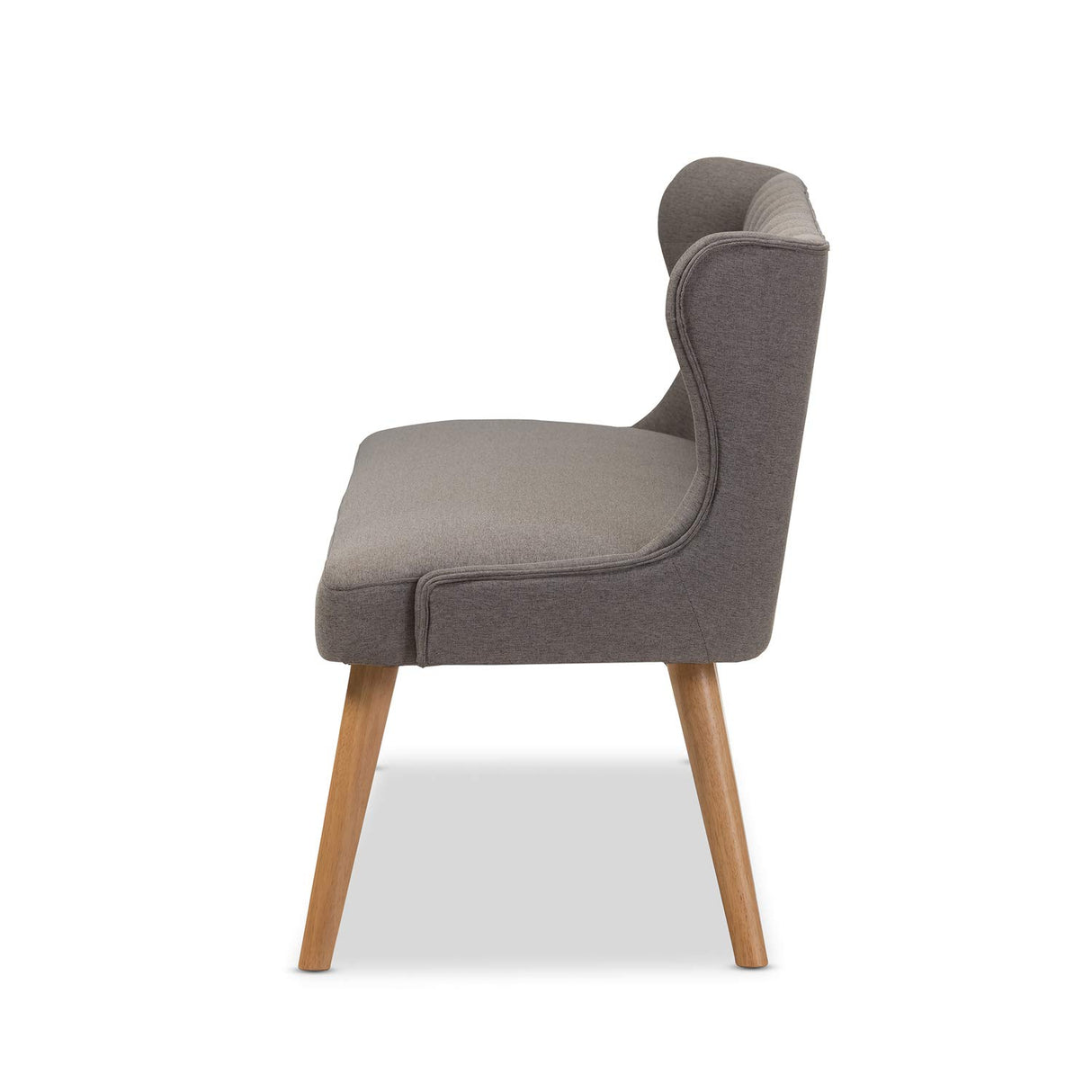 Baxton Studio Melody Mid-Century Modern Grey Fabric and Natural Wood Finishing 3-Seater Settee Bench Baxton Studio