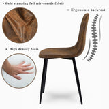 Homy Casa Mid-Century Modern Upholstered Dining Chairs Set, Kitchen Chairs with Metal Legs for Dining Room, Fabric Suede Seat Side Chair for Living Room (Brown, Set of 4) Homy Casa