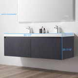 Positano All Wood Floating Bathroom Vanity with Acrylic Sink (60" w/Acrylic Sink, Night Blue) Blossom