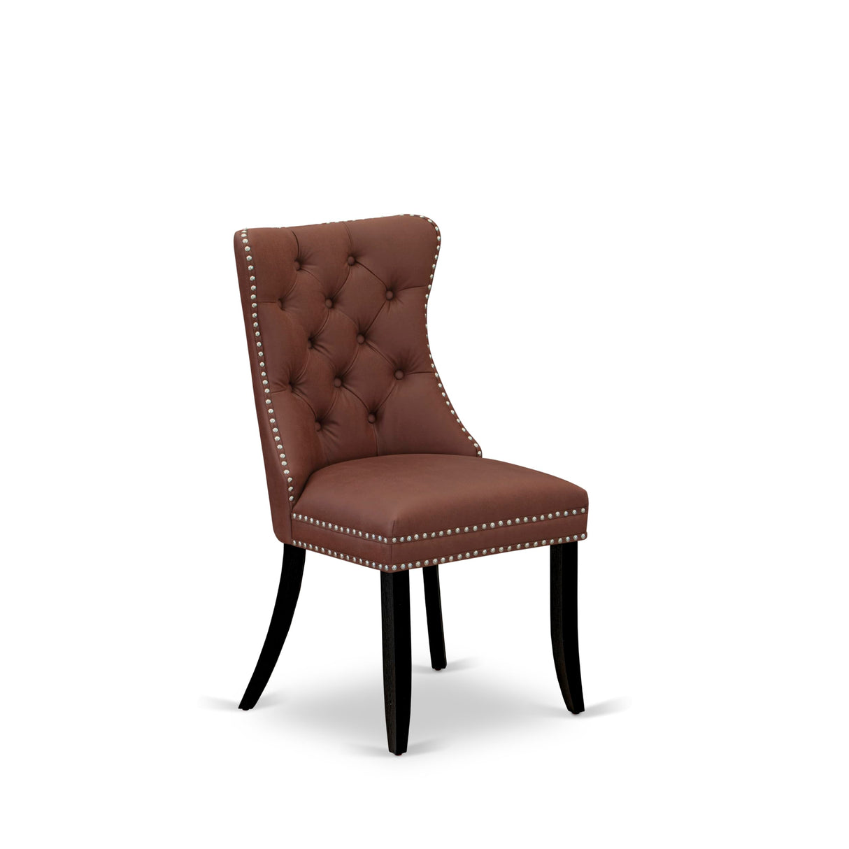 East West Furniture DUDA7-BLK-26 7 Piece Dining Room Table Set Includes a Rectangle Solid Wood Table and 6 Upholstered Parson Chairs, 36x60 Inch, Black East West Furniture