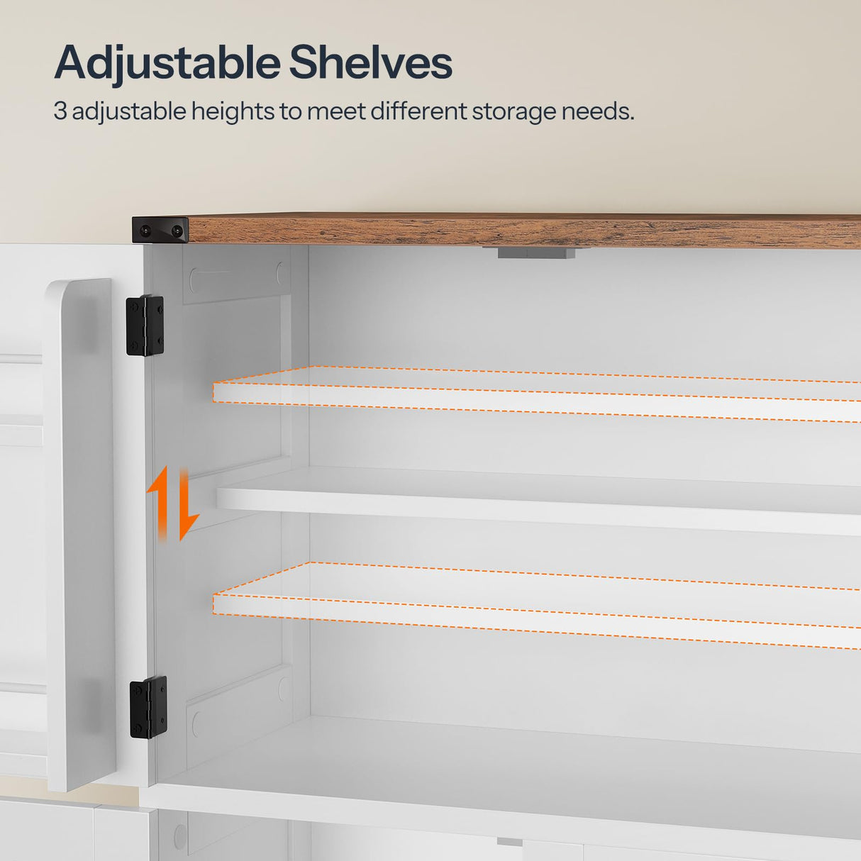 HOOBRO Bathroom Storage Cabinet, Farmhouse Freestanding Floor Cabinet with 2 Extra Hidden Storage Doors, Adjustable Shelves, Large Capacity, Easy Assembly, 11.8 x 23.6 x 43.5 Inches, White and Walnut HOOBRO