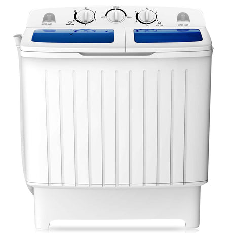 COSTWAY Portable Washing Machine, Twin Tub 18 Lbs Capacity, Washer(11 Lbs) and Spinner(7 Lbs), Durable Design, Timer Control, Compact Laundry Washer for RV, Apartments and Dorms, Blue+White COSTWAY