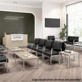 Bush Business Furniture Arrive 72W x 72D L Shaped Reception Desk with Shelf and Mobile File Cabinet in Natural Elm, Modern Receptionist Station for Office Waiting Room Bush Furniture