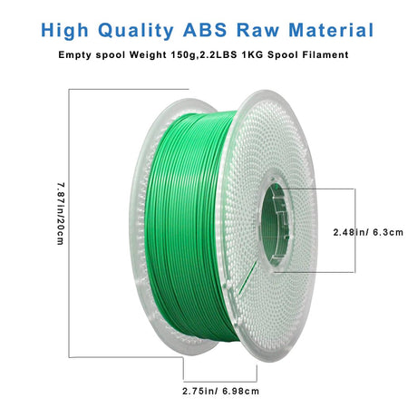 Likesilk 3D Printer Filament 1.75mm, Neatly & Strong 1.75mm Filament for 3D Printing, Accuracy +/- 0.02mm 1KG Spool(2.2lbs), ABS Green 1KG Likesilk