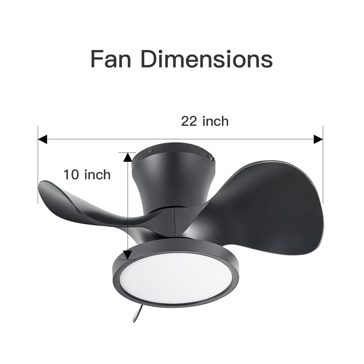 ocioc Quiet Ceiling Fan with LED Light 22 inch Large Air Volume Remote Control for Kitchen Bedroom Dining Room Patio ocioc
