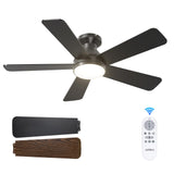 addlon Ceiling Fans with Lights, 42 Inch Low Profile Ceiling Fan with Light and Remote Control, Flush Mount, Reversible, 3CCT, Dimmable, Quiet, Black Small Ceiling Fan for Bedroom Indoor/Outdoor Use addlon