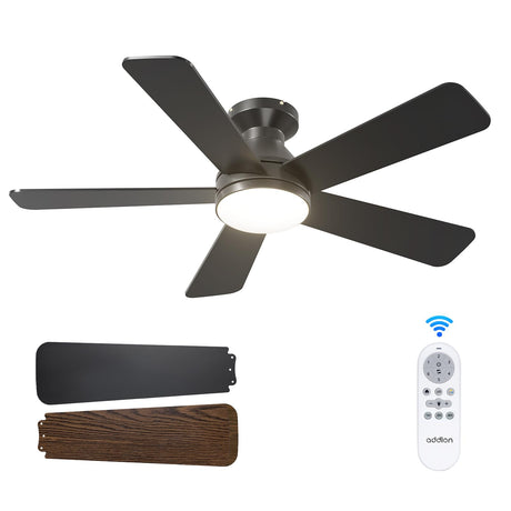addlon Ceiling Fans with Lights, 42 Inch Low Profile Ceiling Fan with Light and Remote Control, Flush Mount, Reversible, 3CCT, Dimmable, Quiet, Black Small Ceiling Fan for Bedroom Indoor/Outdoor Use addlon
