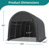 EROMMY Carport 10 x15 FT Heavy Duty, Portable Garage with All-Steel Metal Frame and Round Style Roof, Anti-Snow Car Canopy Outdoor Storage Shelter for Car, Truck, Boat EROMMY