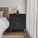 affeivul Mid-Century Modern 3 Drawer Dresser, 3 Drawer Dresser for Bedroom, Modern Storage Organizer Unit with Wood Legs, Small Dresser Cabinet Organizer Unit with Solid Wood Legs for Hallway (Black) affeivul