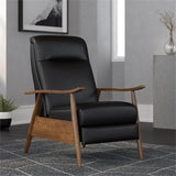 Comfort Pointe Solaris Black Faux Leather Wooden Arm Push Back Recliner Chair Comfort Pointe