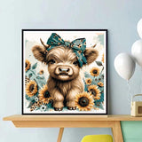 Highland Cow Animals Paint by Numbers Kit for Beginner Easy Paint by Numbers for Sunflower Flower On Canvas Painting Kit For Kids DIY Paint By Number Canvas For Adults for Wall Decor 16 x 16Inch ZQEATRY