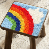 Latch Hook Kits Little Rug for Kids Rainbow and White Cloud Color Printed Canvas DIY Handmade Carpet Crochet Yarn Embroidery Needlework Hook Latch Kit Rug Cover Children Handicraft 30x30cm WoodArtSupply