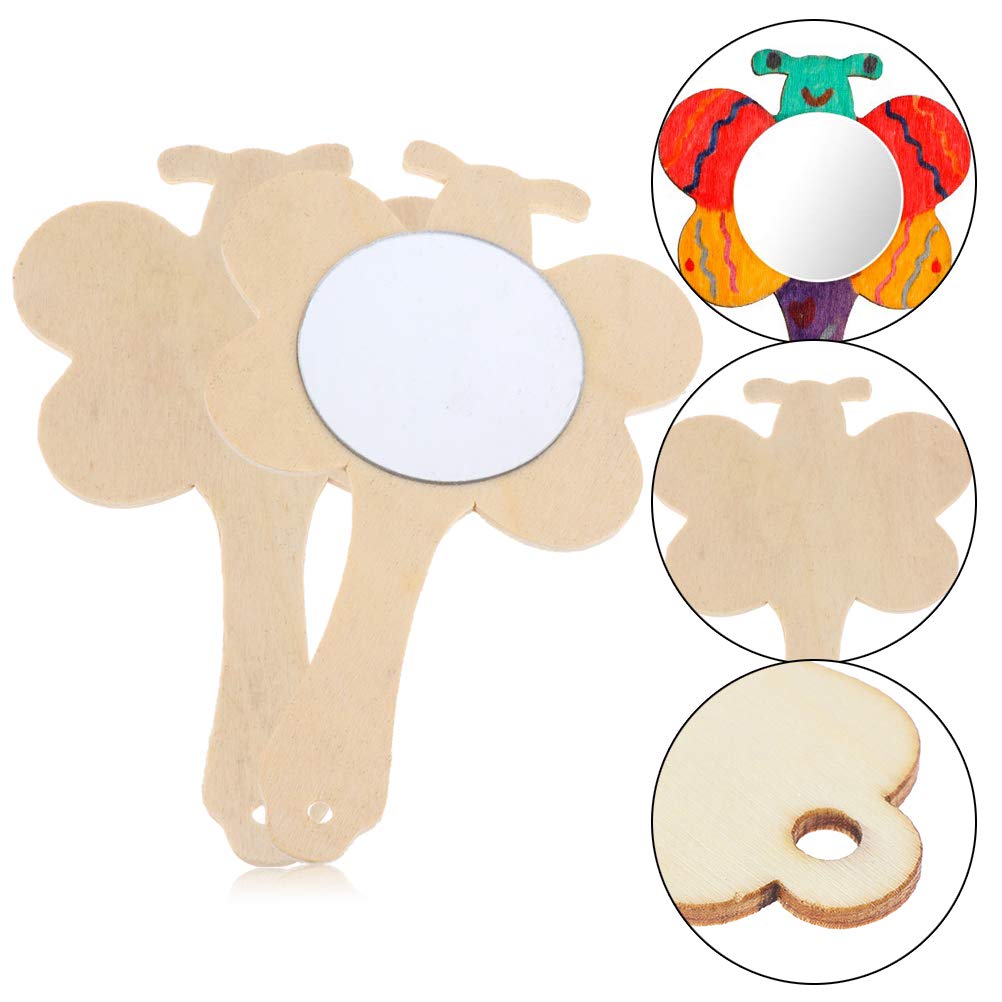 Vankcp 27pcs Creative DIY Wooden Mirror Mini Wooden Craft Painting Princess Unfinished Mirror for DIY Handmade Craft Party Decorations Vankcp
