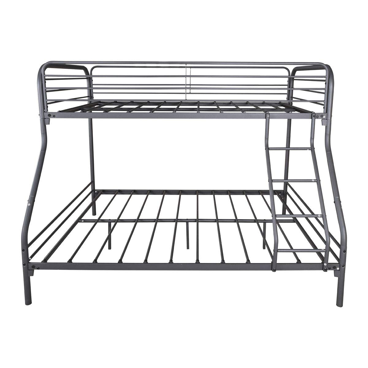 JURMERRY Twin-Over-Full Bunk Bed with Metal Frame and Ladder,Black JURMERRY