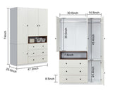 Generic Tall Wardrobe Armoire White 3 Door & 3 Drawers Bedroom Storage Cabinet Closet, Large, E126258846664 Generic