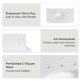 DELUXE LIVING 36 Inch Bathroom Vanity with Ceramic Sink,Fully Assembled Sink Cabinet with Countertop, Wood Frame Vanity with Soft-Closing Drawers & Adjustable Feet, Oak Wood DELUXE LIVING