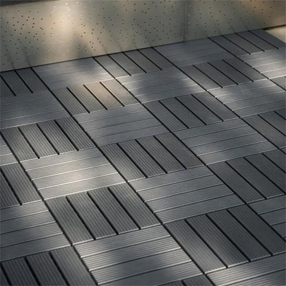 Plasic Interlocking Deck Tiles - 44 PCS 3D Teak 12"x12" DIY Waterproof, Non-Slip, All-Weather Patio Floors - Wood Grain Design for Indoor Outdoor Courtyards, Balconies