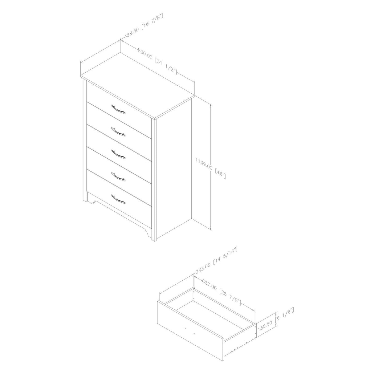 South Shore Fusion 5-Drawer Chest, Pure Black South Shore