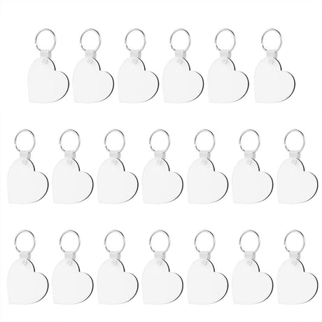 HooAMI Sublimation Keychain Blanks Products, 20 PCS Keychains Tag Heat Transfer Double-Side Heart Sublimation Blanks Key Chains for Ornament Making DIY Art Craft Supplies HooAMI