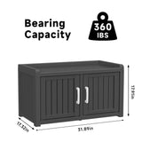 ROJIK Shoe Cabinet Waterproof UV-Resistant,Storage Bench Indoor Outdoor with Adjustable Shelves,for Entryway Bedroom,Hallway,Living Room(Double Door,Black) ROJIK