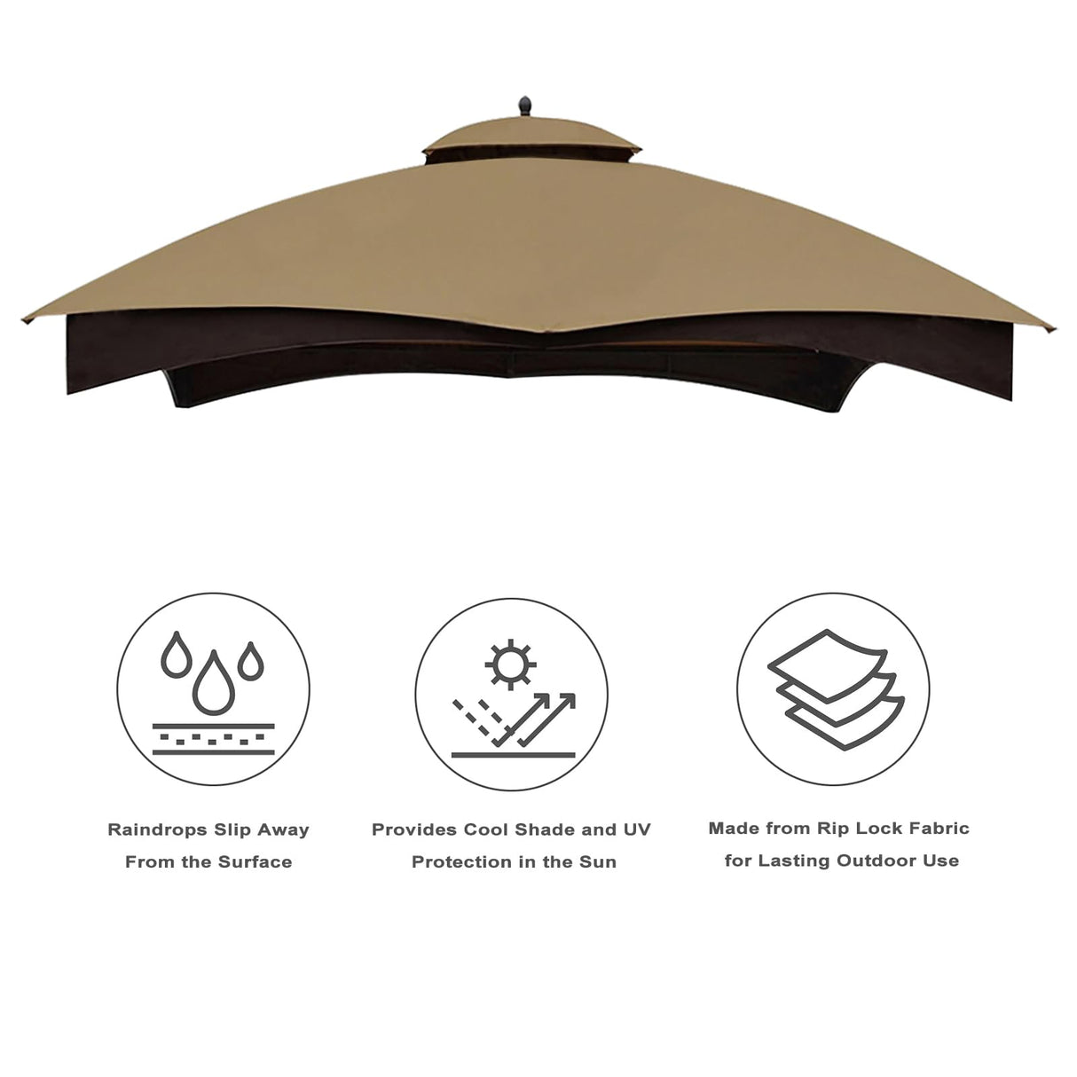 Eurmax USA High Performance Replacement Canopy Top for Lowe's Allen Roth Heavy Duty Gazebo Roof Gazebo Top with Air Vent 10X12 Gazebo Cover #GF-12S004B-1, Replacement Top Only (Khaki) Eurmax