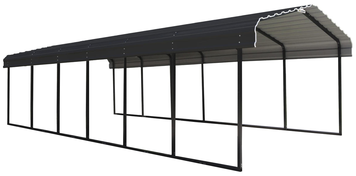 Arrow Carports Galvanized Steel Carport, Full-Size Metal Carport Kit, 12' x 29' x 7', Charcoal Arrow