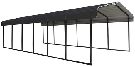 Arrow Carports Galvanized Steel Carport, Full-Size Metal Carport Kit, 12' x 29' x 7', Charcoal Arrow