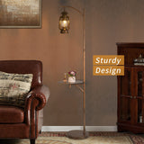 beaysyty Farmhouse Adjustable Floor Lamps with Tray Lantern Tall Standing lamp for Bedroom Home Decor for Office Cafe Den Living Room Bedroom, On/Off Foot Switch and Brushed Rustic (Red Copper) beaysyty