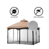 Hisecome 10' x 12' Gazebo Universal Replacement Mosquito Netting,Black Outdoor Canopy Net Screen 4-Panel Sidewall Curtain, with Zippers,Mosquito Netting（Only） Hisecome