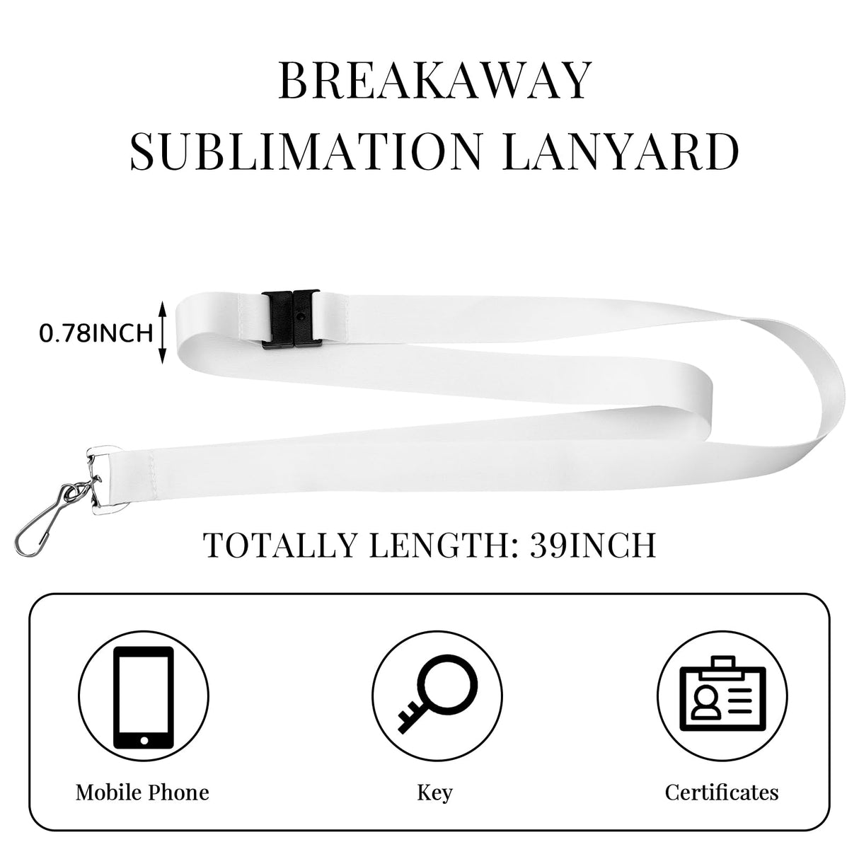 Yeaqee Pack of 30 Sublimation Lanyards Blank Breakaway Lanyard with Detachable Buckle White Heat Transfer Lanyards for Custom Lanyard Personalized Lanyards Bulk Yeaqee