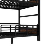 Full XL Over Full XL Bunk Bed with Headboard and Full Length Guardrail, Separable Bunk Bed, Heavy Duty Bunk Beds Can Turns Into Loft Bed and Platform Bed, Black Bellemave