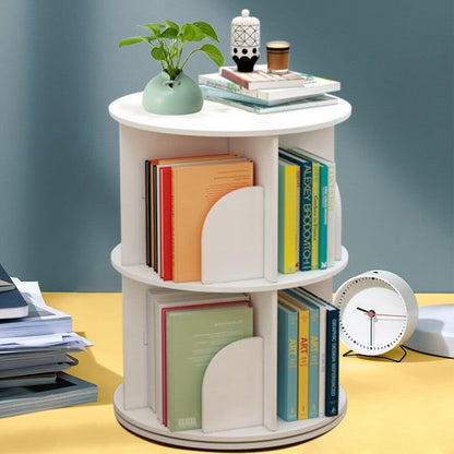 BJTDLLX 360° Rotating White Bookshelf, 2-Tier Freestanding Storage for Home & Office - WoodArtSupply