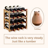Homevany Bamboo Wine Rack, Sturdy and Durable Countertop Wine Storage Cabinet Shelf for Pantry - 4 Tiers 16 Bottle Wine Rack Homevany