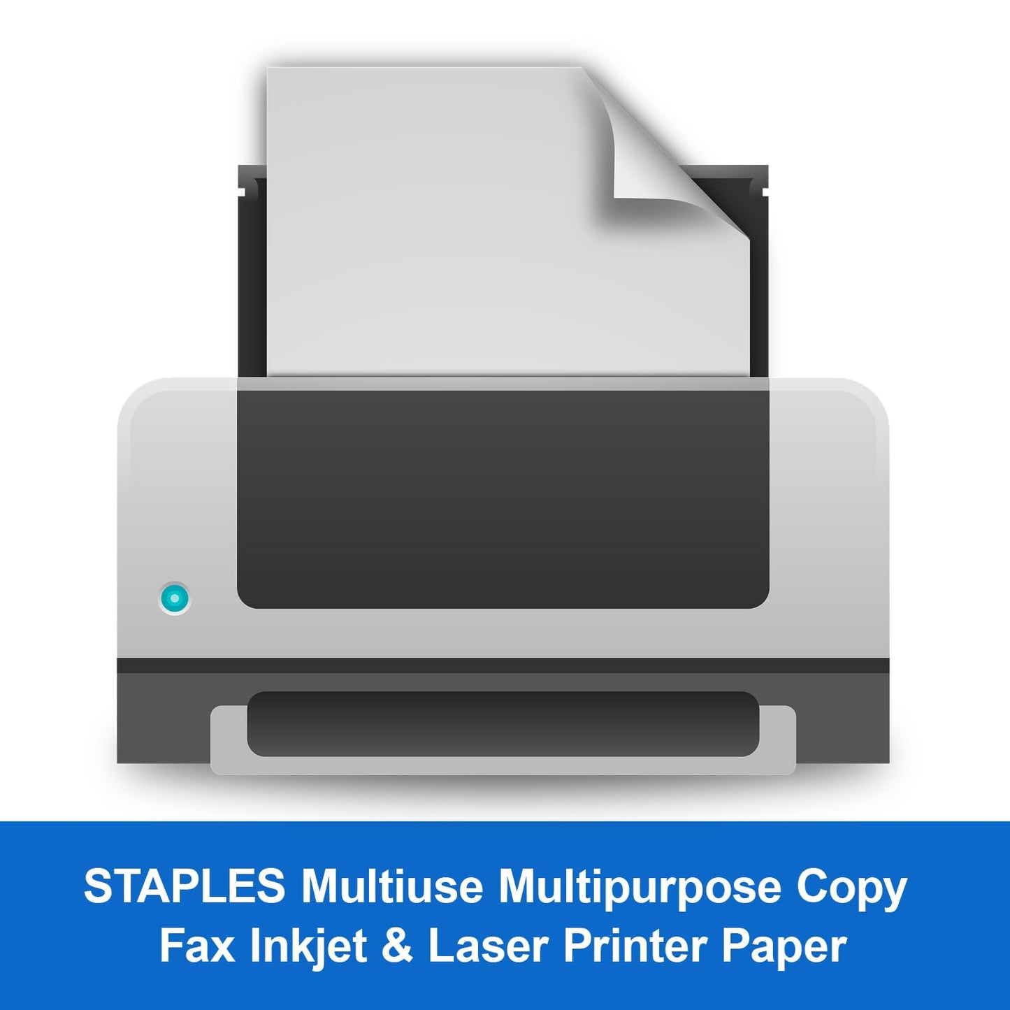 Staples Multiuse Copy Paper, 8 1/2" x 11" Letter Size, Fax Inkjet & Laser Printer Paper, 94 Brightness, White Color, 20 lb. Density (500 Sheets/Ream, 8 Reams/Carton)