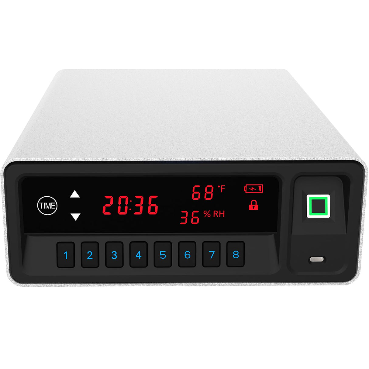 QINGENO Smart Gun Safe with Security Cable - Biometric Pistol Safe for 2 Handgun 3 Ways Quick Access with Fingerprint/Keypad/Key, for Nightstand Bedside Home with LCD and Voice Guide (White) QINGENO