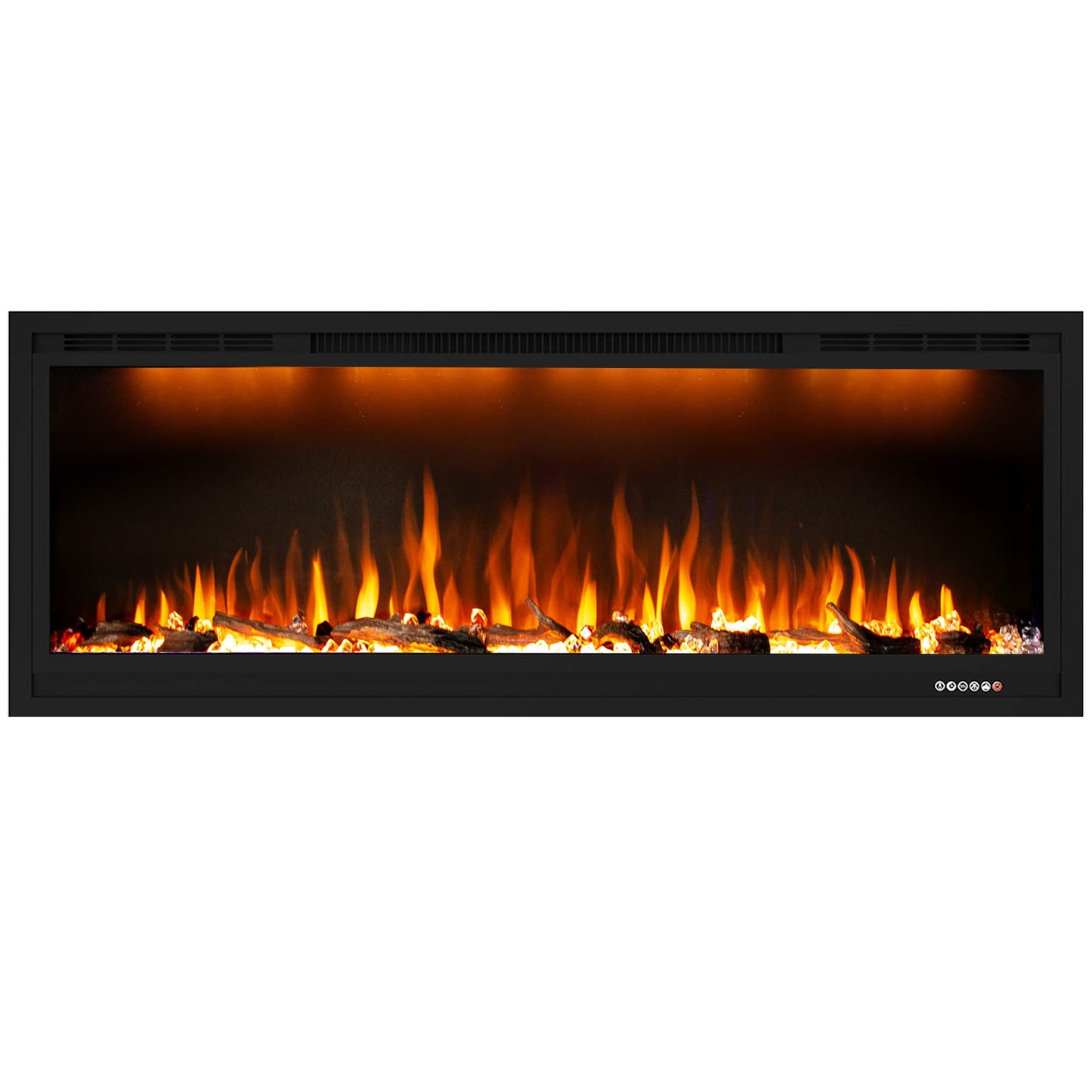 Dreamflame 60 inch Electric Fireplace, Recessed and Wall Mounted Fireplace Heater, 750/1500W Thermostat with Remote Control, Realistic Flame Combinations, Black (60")