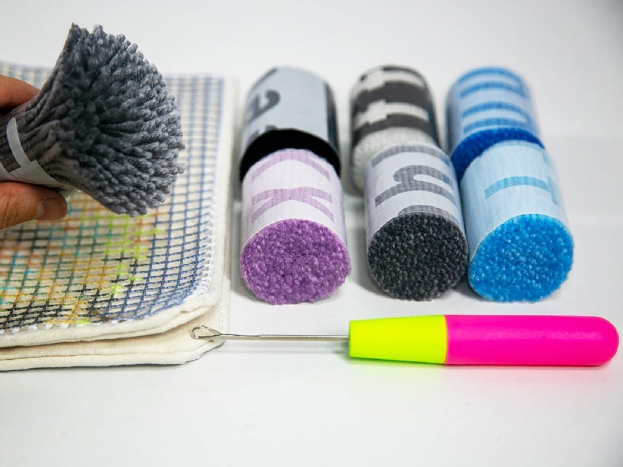 YOOTOM Latch Hook Pillow Kits for Adult Kids Begginers,Latch-Hook Cushion DIY Embroidery Pillowcase Cover Making Set,Latch-Hook-Kits 17x17in,Pre-Cut Yarns,Easy Pattern YOOTOM