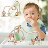 Baby Sensory Teething Chew High Chair Suction Toys for Infant Toddlers 6 12 18 24 Months, Food Grade Silicone Teether with Oak Loop Montessori Educational Baby Bath Toy Gifts (Beige) AiTuiTui