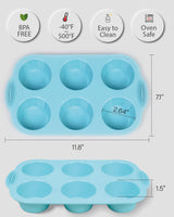 Bake Choice Silicon Muffin Pan-3-pack includes 100 Natural Cupcake Liners, 6-cavity Regular Size, BPA Free, Egg Bite & Muffin Molds for Baking Bake Choice