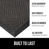 Gorilla Grip 100% Waterproof All-Season WeatherMax Doormat, Durable Natural Rubber, Stain and Fade Resistant, Low Profile, Indoor Outdoor Door Mats, Easy Clean Patio Entrance Mat, 17x29, Gray Diamond Gorilla Grip