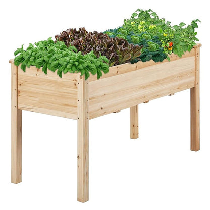 Wooden Elevated Garden Planter Box - 48"x24"x30" Outdoor Raised Garden Bed for Vegetables, Herbs, Flowers - Natural Wood Elevated Planter for Backyard, Patio, and Deck - Weather-Resistant and Sturdy