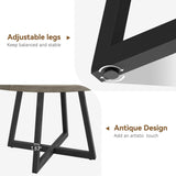 GarveeHome 47-inch Round Large Dining Table, Wooden Kitchen Table for 4, Industrial Dinner Table with Wooden Top and Metal Base for Home Dining Room or Living Room - Grey(Only Table) GarveeHome