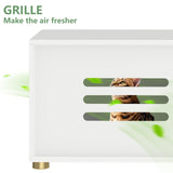 Amunrbrek Small Litter Box Enclosure, Sleek Modern Cat Litter Box Cabinet Furniture, Wooden Cat House, End Table (White) amunrbrek