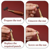 TLKKUE Adjustable Leather Hole Punching Tool Automatic Puncher with Wooden Handle Hollow Hole Punch with 6 Tips Size (1.5mm/2mm/2.5mm/3mm/3.5mm/4mm) for Leather Belt, Bag, Wristband TLKKUE