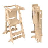Little Partners Learning Tower Foldable Toddler Tower - Learn 'N Fold Toddler Kitchen Stool for Kids 2 to 6, Folding Toddler Tower (Natural) Little Partners