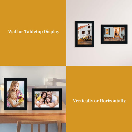 4x6 Picture Frame Set of 12, Wood Photo Frame for 4x6 Pictures, Tabletop or Wall Mount Display Picture Frames for Prints, Photos, Paintings, Landscape and Kids Artwork (Black) HappyHapi