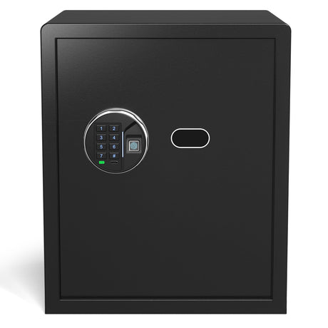 Grimtron Gun Safe for Multiple Pistols (1.71 cu. ft.) - Biometric Quick Access Handgun Safe 【Gun Rack & Gun Organizer】Home Pistol Safe Box, Fingerprint Gun Safe Storage with Backlit Keypad Grimtron